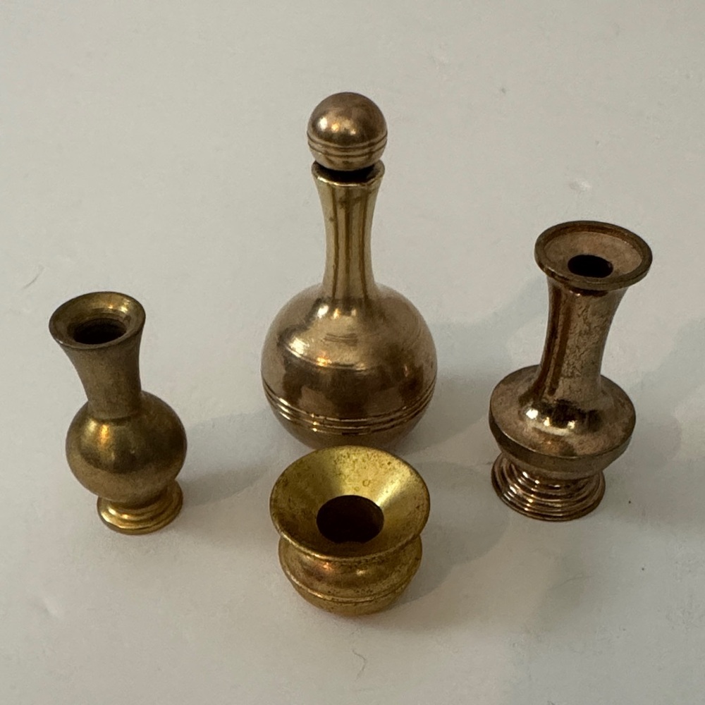 Set of Four Vintage Brass Miniature Vases one is a Spittoon